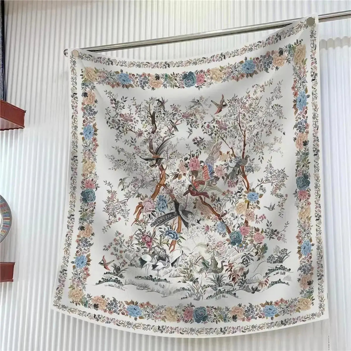 90Cm French Jungle Large Square Scarf Decorative Fashion Trend Flowers High Quality Twill Silk Travel Shawl Sunscreen Quick Pick Grocers