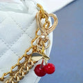 Cherry Blossom Heart-Shaped Bag Charm Durable Lobster Clasp DIY Bag Accessory Perfect Gift for Women Romantic Token of Love Quick Pick Grocers