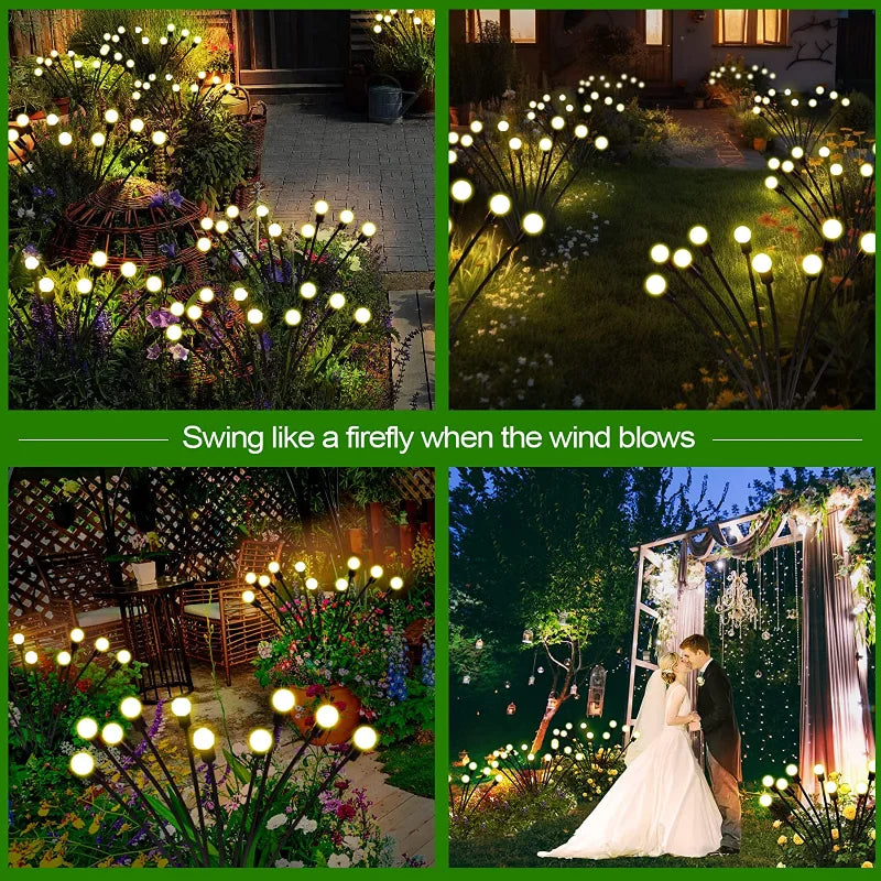 12Pack Outdoor LED Solar Lights Waterproof Starburst Solar Firefly Lights Lawn Lamp Garden Lamp for Path Landscape Decorative Econic Blanks