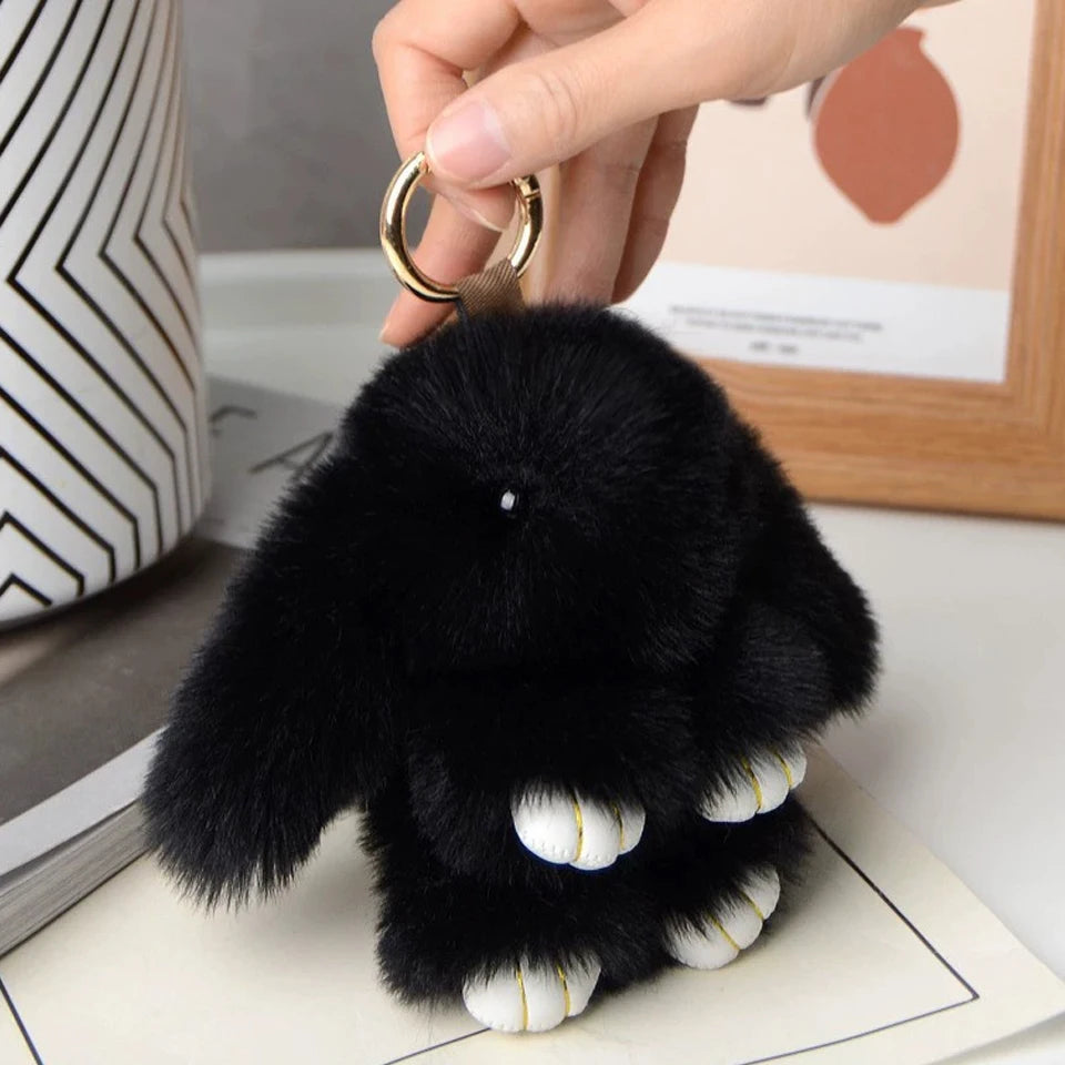 ZAKOL 15cm Fluffy Rabbit Fur Pompon Bunny Keychain Soft Cute Rabbit Toy Key Chain Bag Decoration Accessories Gift for Girls Quick Pick Grocers