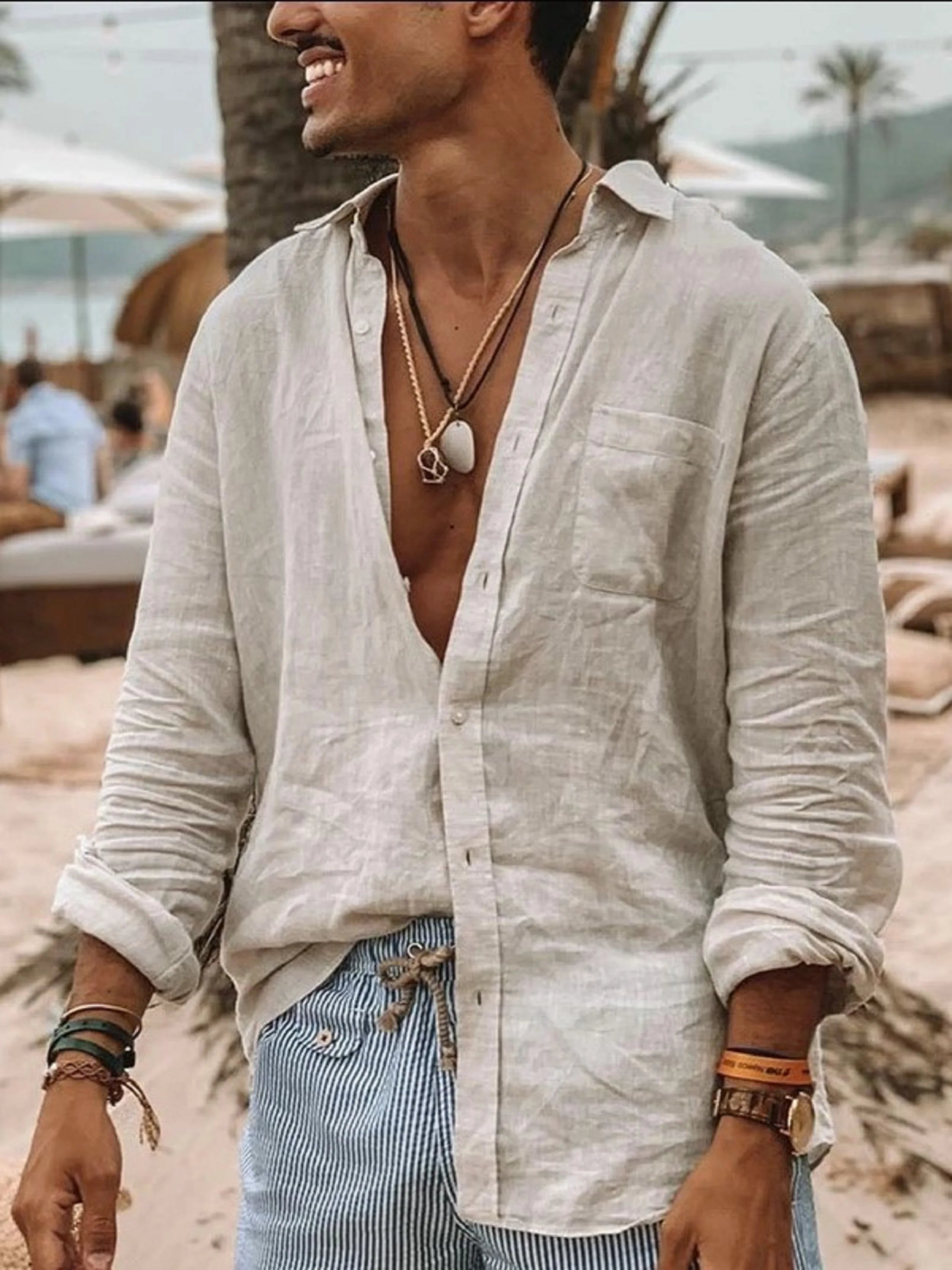 Men's casual fashion solid color thin long-sleeved shirt, lapel cardigan, suitable for outdoor activities Quick Pick Grocers