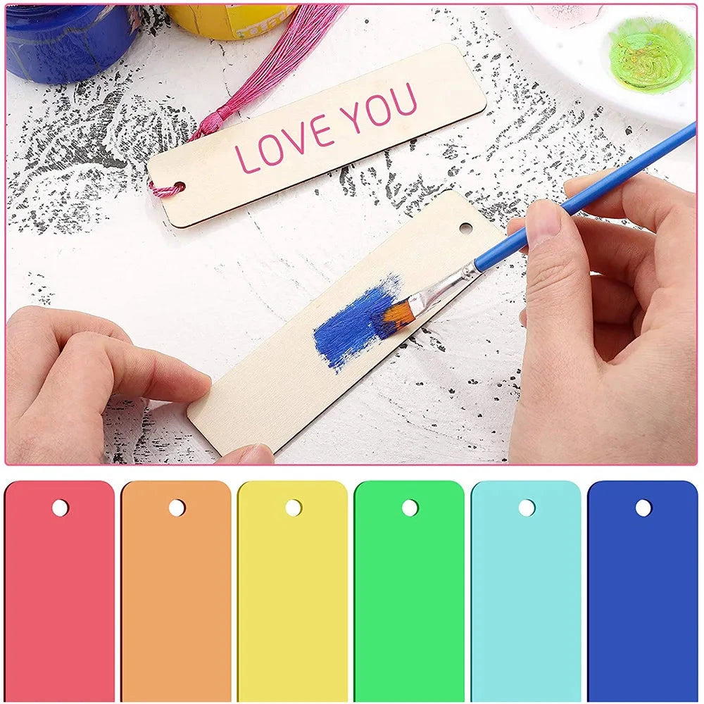 10/20/60Pcs Wood Bookmark Bulk Blank Hanging Label Wooden Bookmarks Sign Unfinished Label Ornaments With Tassel Ropes DIY Crafts Econic Blanks