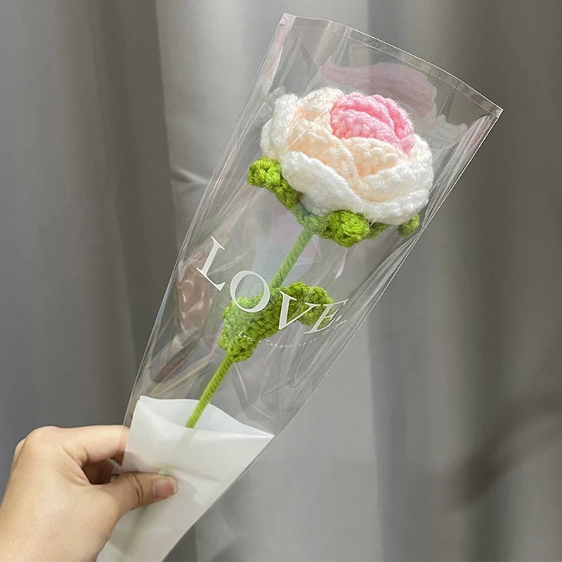 1pc Tulip Crochet Flowers Artificial Woven Flowers Handmade Tulipanes Wedding Gift for Guest Home Decoration Mother's Day Gift Quick Pick Grocers