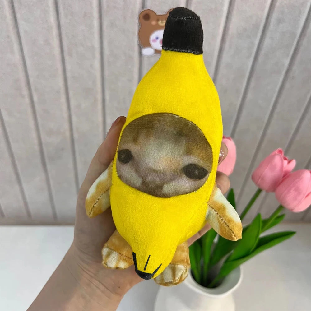 Banana Cat Doll Pendant Keychain Crying Happy Banana Cat Plush Pendant With Sound Toy Car Bag Funny Pendant Keyring Gifts Kids Quick Pick Grocers