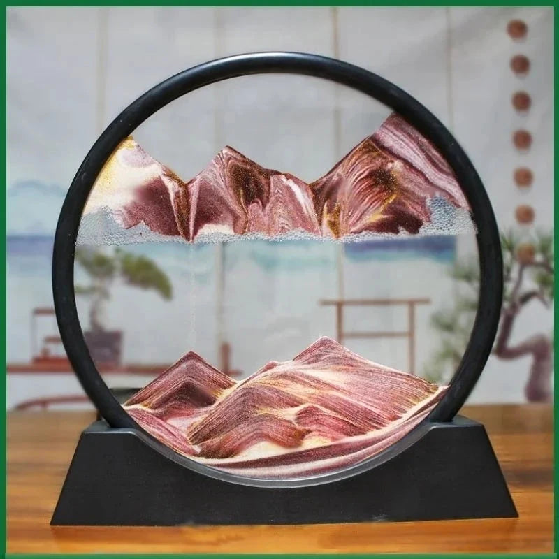 3D Moving Sand Art Picture Round Glass Deep Sea Sandscape Hourglass Quicksand Craft Flowing Sand Painting Office Home Decor Gift Econic Blanks