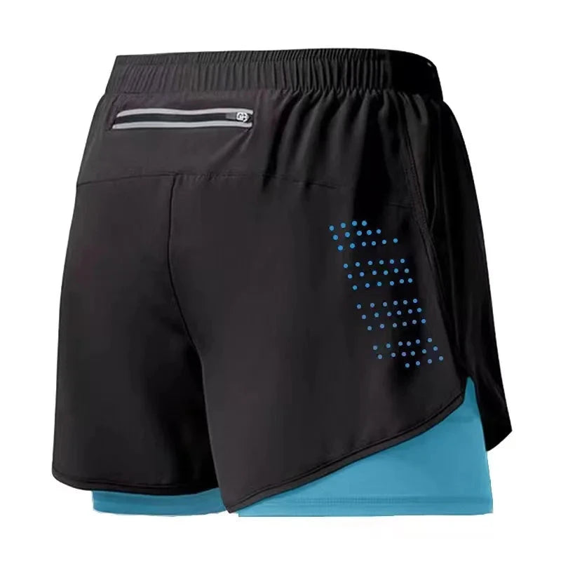 Men's Running Shorts Quick-drying Fitness Black Double Layer Shorts Men New Sport Workout Training Bodybuilding Short Pants Econic Blanks