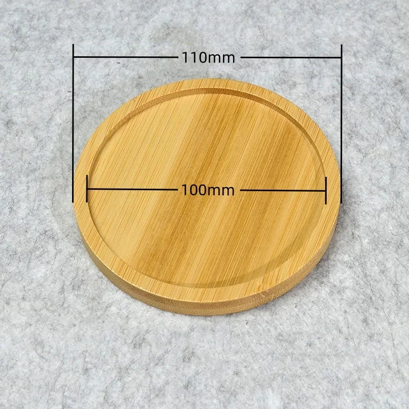Multi Bamboo Tray Wood Saucer Flower Pot Tray Cup Pad Coaster Plate Kitchen Decorative Plate Creative Coaster Coffee Cup Mat Quick Pick Grocers