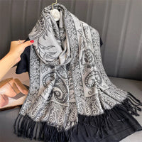 Luxury Brand Autumn Cashmere Pashmina Shawl Lady Wrap Warm Winter Scarves Design Print Female Foulard Cotton Stoles Scarf 2023 Quick Pick Grocers