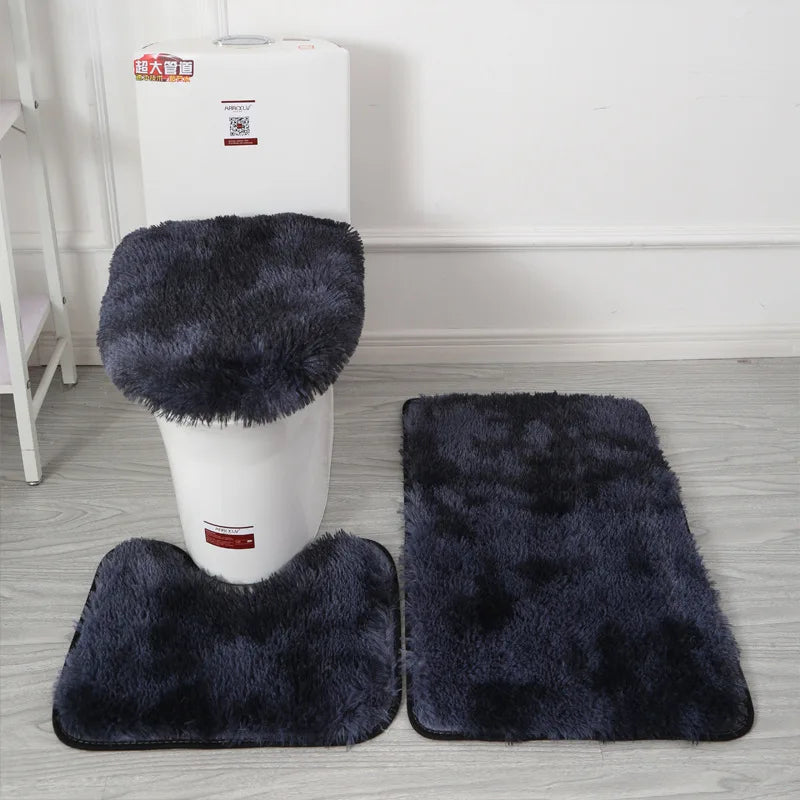 Toilet Seat Cover 3Pcs Set Bath Mat Shower Room Floor Rug Home Bathroom Anti-Slip Absorbent Doormat Bathtub Decor Carpet Quick Pick Grocers