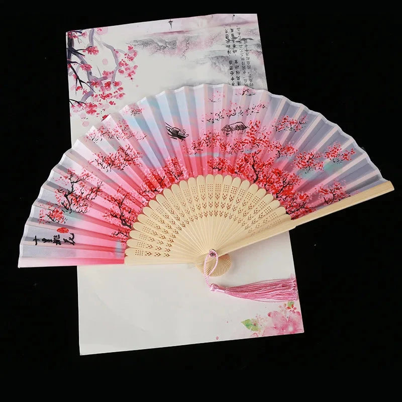 Hand Fan Foldable Silk Fan Noodles Bamboo Fan Bones Halloween Cosplay Prop Christmas Wedding Decoration Party Gifts Art Crafts Econic Blanks