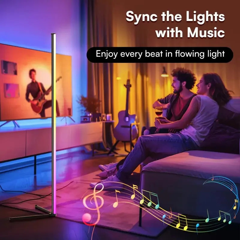 RGB LED Floor Lamp, LED Corner Lamp Works Smart Modern Floor Lamp with Music Sync and 16 Million DIY Colors Floor Lamp Quick Pick Grocers