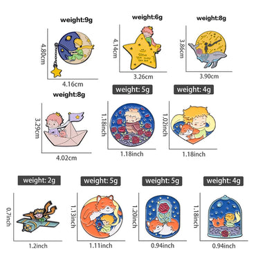 Cartoon Boy Fox Rose Enamel Pins Moon Star Whale Paper Boat Brooch Lapel Hat Bag Badge Jewelry Accessories Gift for Kids Friends Quick Pick Grocers