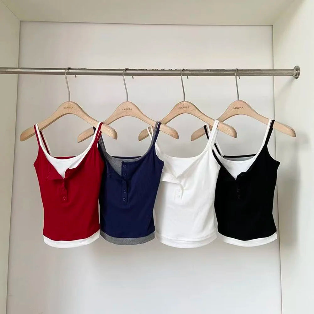 Yoga Tank Top, One-piece Mock Two-piece Sports Tank Top With Push-up Bra Pads, Breathable Quick-Drying Workout Fitness Wear Quick Pick Grocers