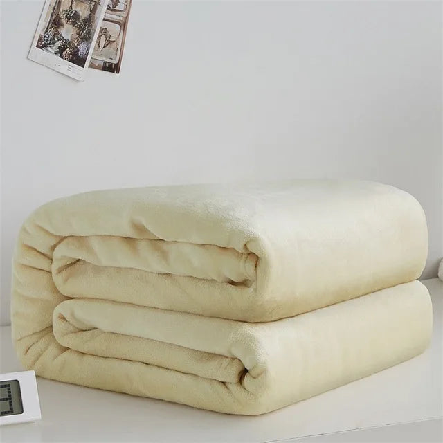 230GSM Coral Fleece Flannel Blankets For Beds Solid Blue Pink Soft Warm Thin Bedspread Sofa Cover Faux Fur Plaid Blanket Purest Peak