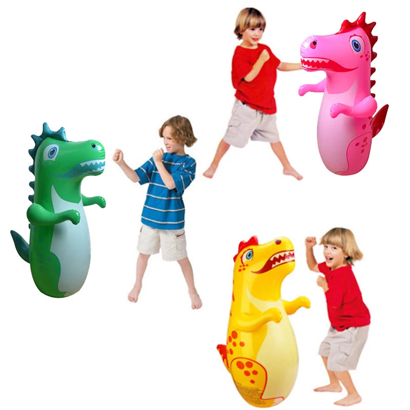 Children Adult Tumbler Boxing Inflatable Standing Punching Bag Boys Dinosaur Sport Toys Kids Activity Outdoors Game Gift Quick Pick Grocers