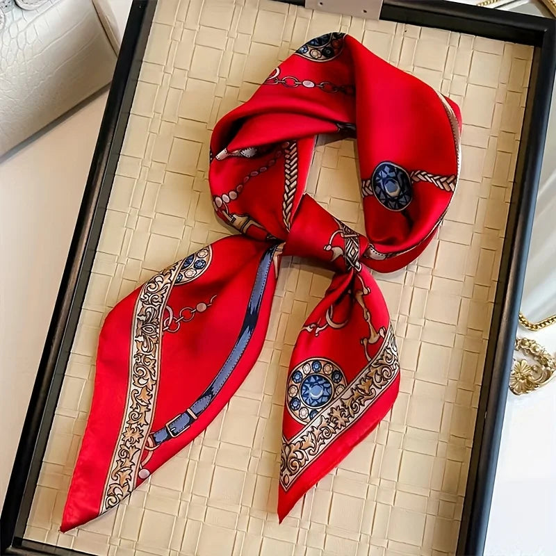 2025 New Fashion 70X70cmPrinted Women's Scarf Pashmina Silk Scarf Square Shawl Decorative Headband Neck Luxury Design Bandana Quick Pick Grocers