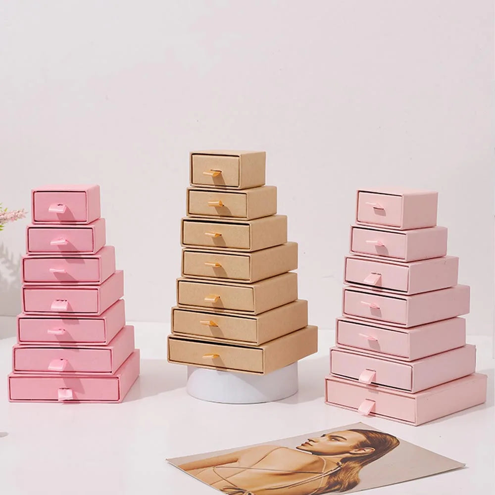 10pcs Paper Jewelry Gift Box For Ring Earrings Pendant Necklace Bracelet Stud Organizer Wedding Favors Jewellery Packaging Sack Purest Peak