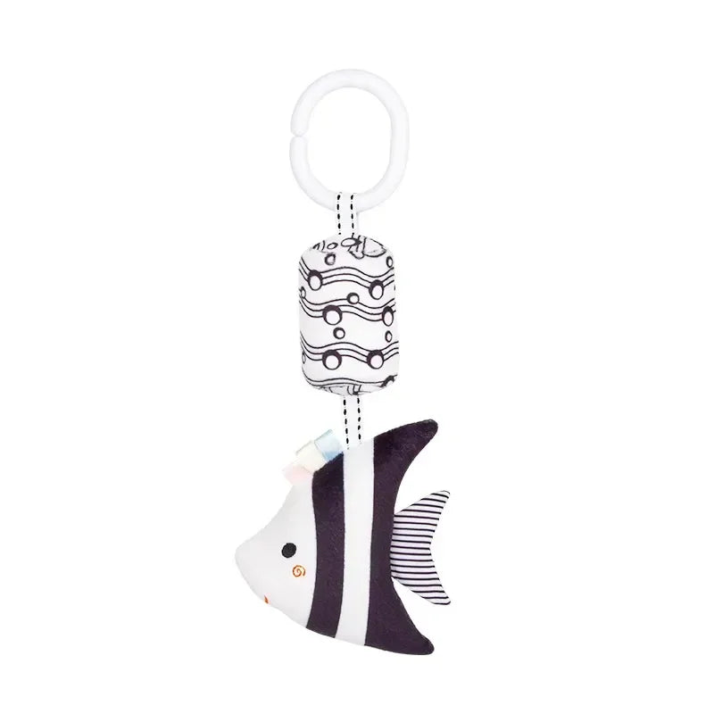 Stroller Bed Hanging Bell Plush Doll Baby Infant Rattles Newborn Black White Visual Grab Ability Training Toys игрушки для детей Purest Peak