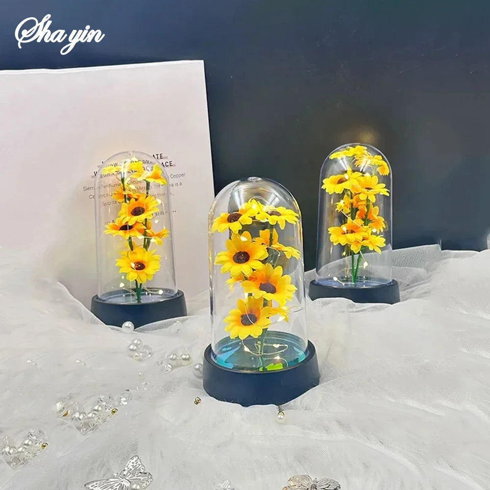 Graduation season gift small sunflower plastic set Mother's Day send wife send mother Valentine's Day eternal flower gift Birthd Quick Pick Grocers