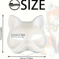 1-20pcs Japanese Mask Paper Blank Mask Halloween Cosplay Cat DIY Paintable Half Face Mask Animal Costume Party Decor Craft Prop Quick Pick Grocers