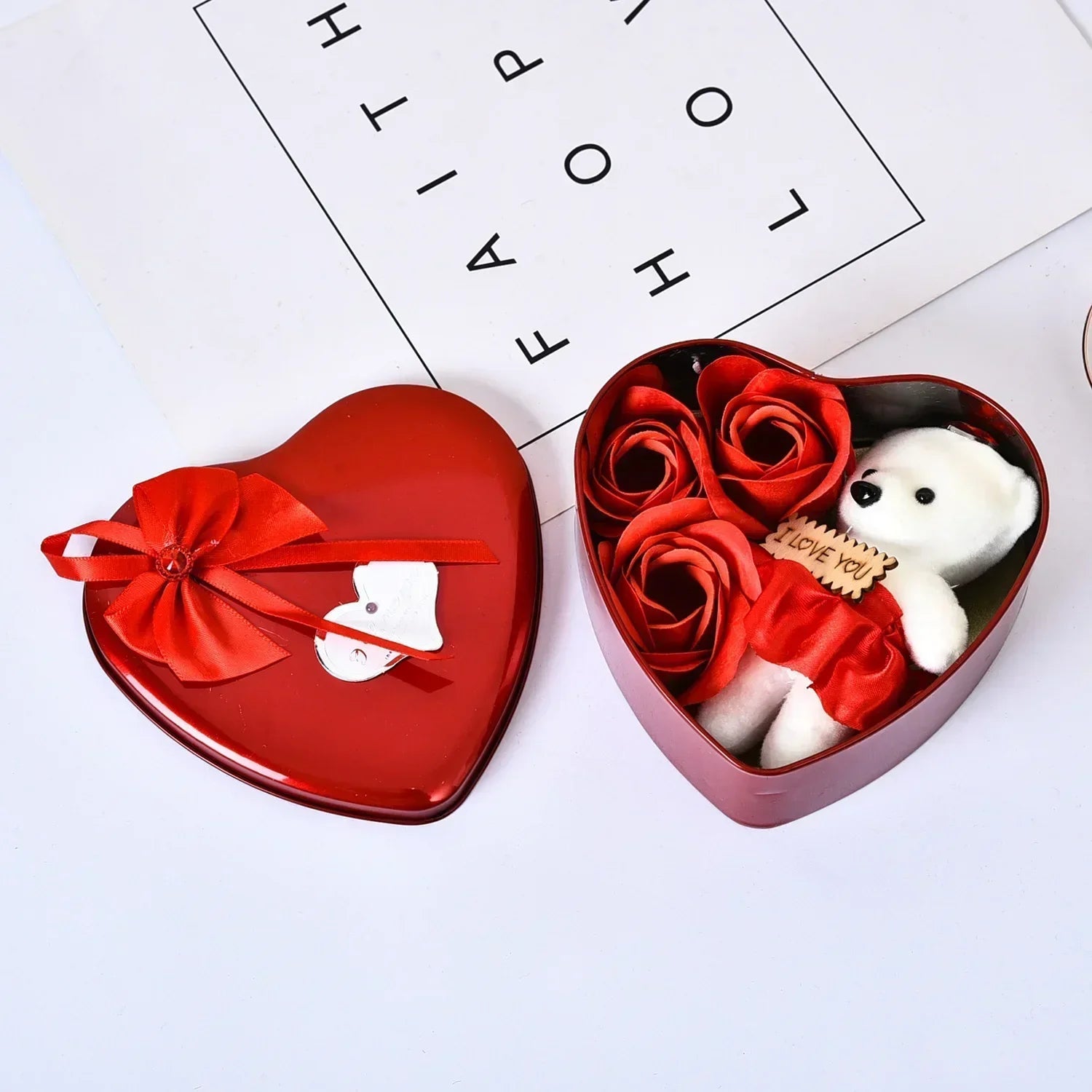 Valentines Day Rose Love Gift Box Bear Soap Romantic Mother Day Gift Wedding Birthday Flower Room Decoration Home Party Supplies Quick Pick Grocers