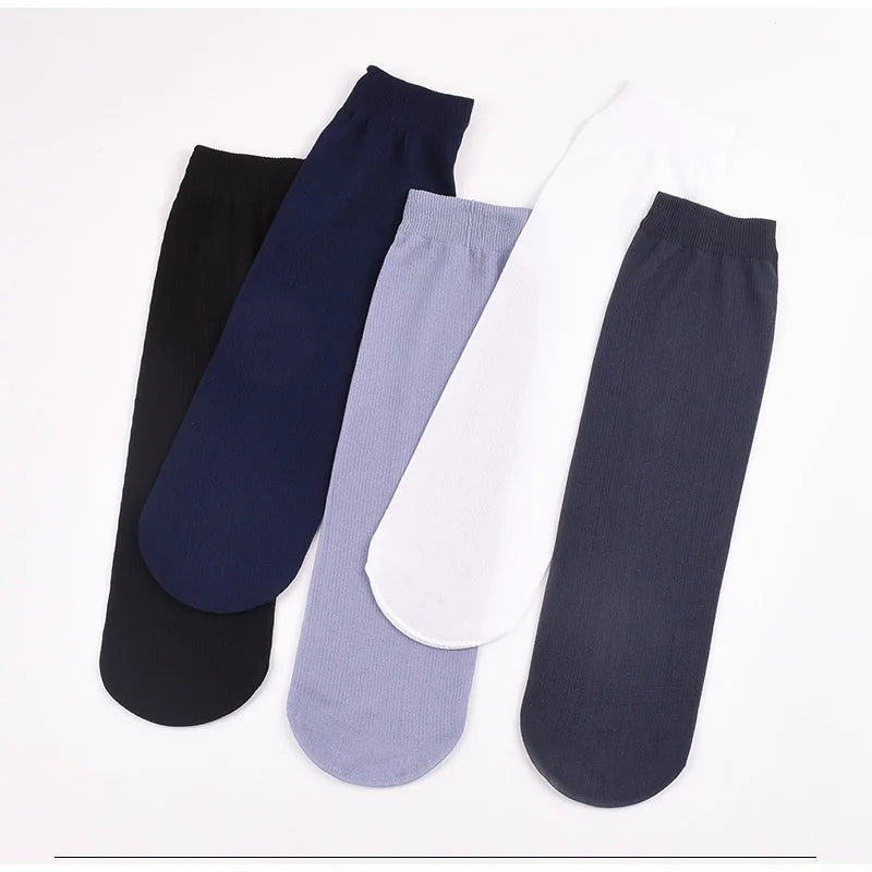 Men Ice Silk Socks Summer Spring Ultra-thin Socks Solid Business Socks Breathable Soft Socks Ankle Bamboo Fiber Socks Quick Pick Grocers