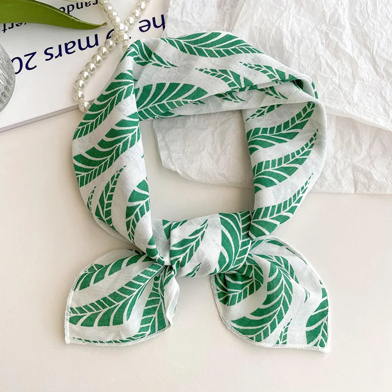 55cm Laies Headband Cotton Linen Square Scarf Women Korean College Girls Fashion Spring Autumn New Style Elegant Neck Scarves Quick Pick Grocers