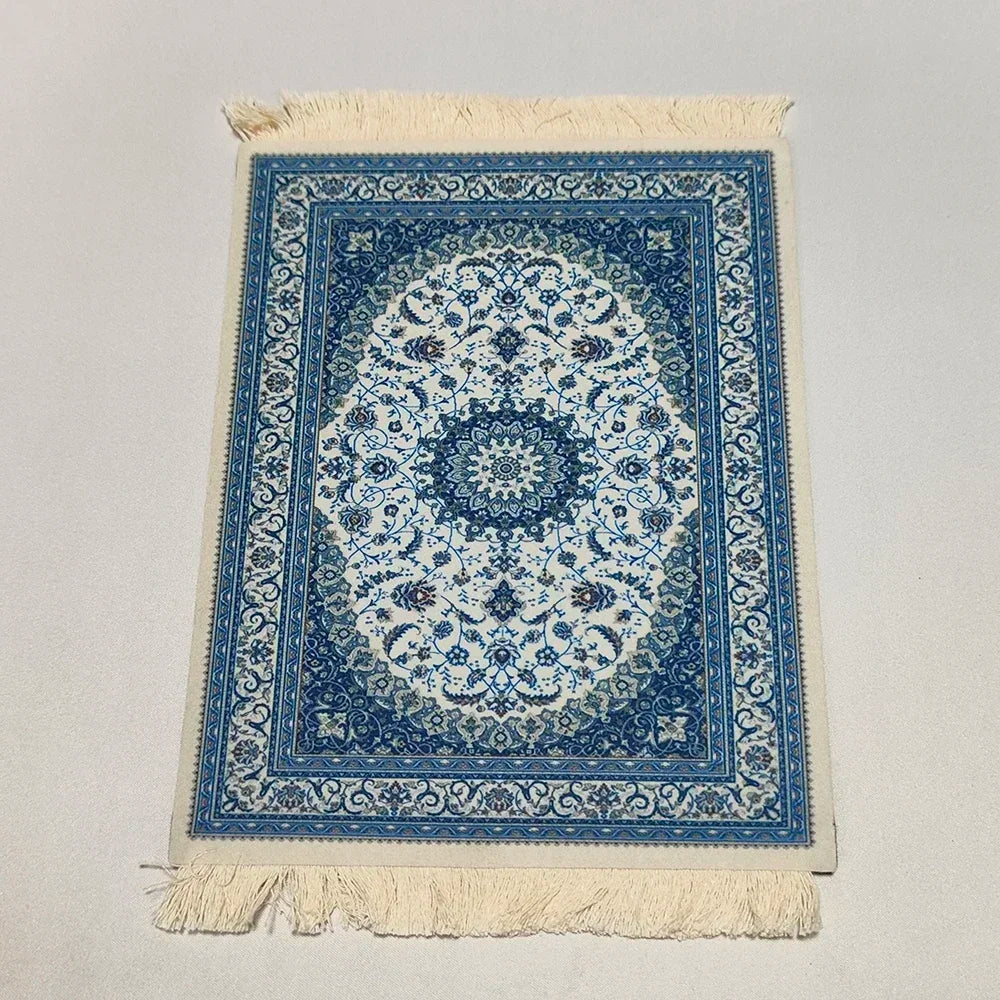 Woven flower Persian carpet small coaster wholesale merchants cheap mouse pad desk mat retro style rubber non-slip computer mats Quick Pick Grocers