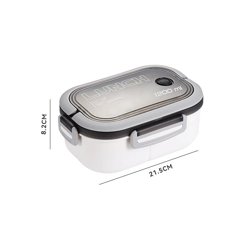 1200ML 2 Layer Bento Lunch Box With Spoon Fork, Kid High Capacity Microwae Food Containers Portable Leakproof Office Camping Quick Pick Grocers
