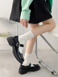 INS Women Girls Summer Thin Long Socks Ice Velvet Soft Breathable Pile of Socks Solid Black White Beige Harajuku High Tube Socks Quick Pick Grocers