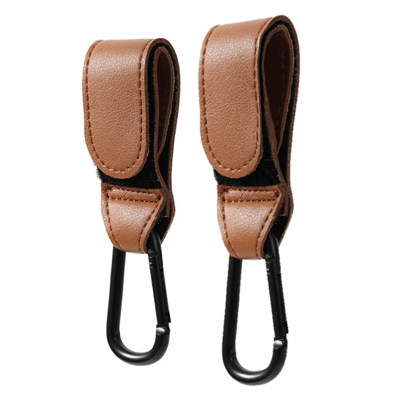 Baby Stroller Hook Fashion PU Leather Adjustable Pram Hook Cart Organizer Diaper Bag Hanger Children Boy Girl Travel Accessories Purest Peak