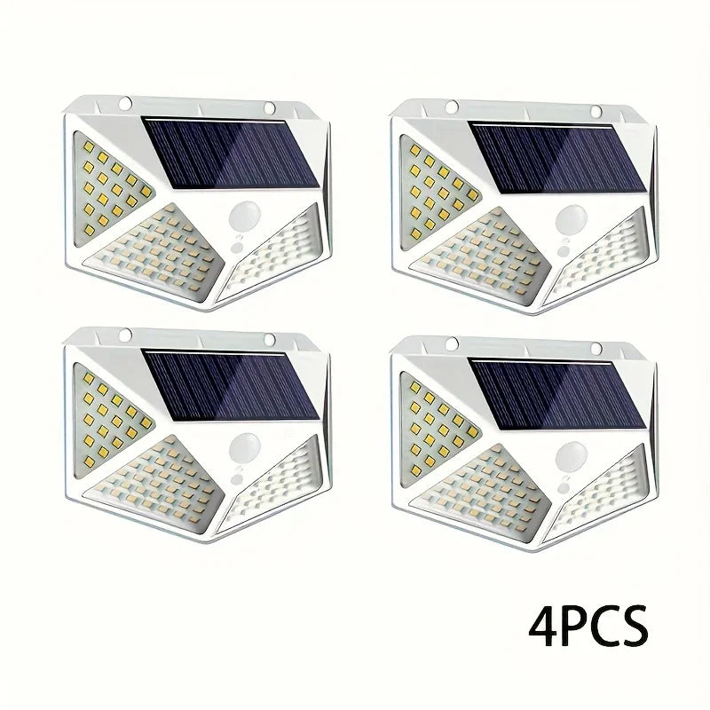 1PC Solar Light Outdoor 100 LED Wall Lamp PIR Motion Sensor Lamp Waterproof Stairs Lights for Courtyard Garden Street Decoration Quick Pick Grocers