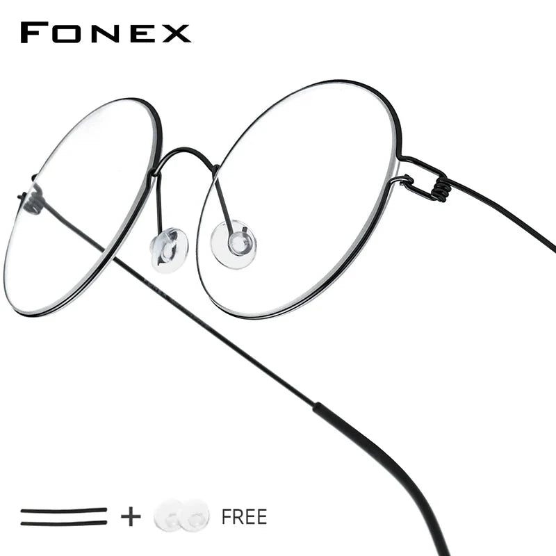 FONEX Screwless Eyeglasses Frame Men Women Round Morten Denmark Korean Glasses Frame Titanium Alloy Eyewear 98607 Econic Blanks