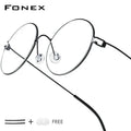 FONEX Screwless Eyeglasses Frame Men Women Round Morten Denmark Korean Glasses Frame Titanium Alloy Eyewear 98607 Econic Blanks