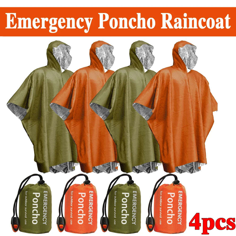 Emergency Waterproof Raincoat Aluminum Film Disposable Poncho Warm Thermal Rainwear Blankets Survival Tools Camping Equipment Quick Pick Grocers