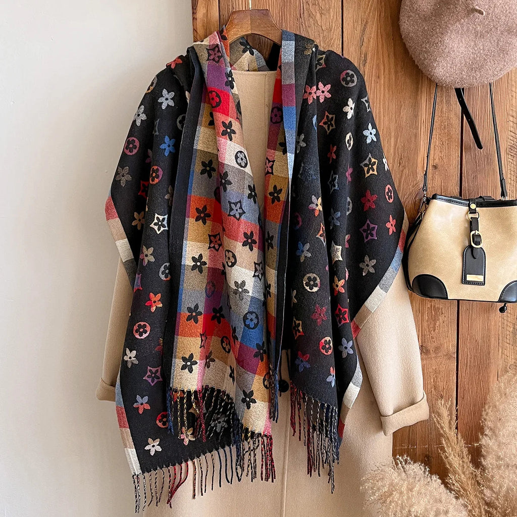 New Brand National Style Cashmere Scarf Winter Women Pashmina Shawls Warm Blanket Wraps Female Foulard Bandana Thick Scarves Quick Pick Grocers