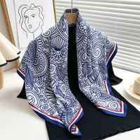 90*90Cm Square Scarf Twill Silk Feeling Women Head Shawls and Wraps Luxury Hair Tree Print Neck Scarves Hijab Bandana Pashmina Quick Pick Grocers