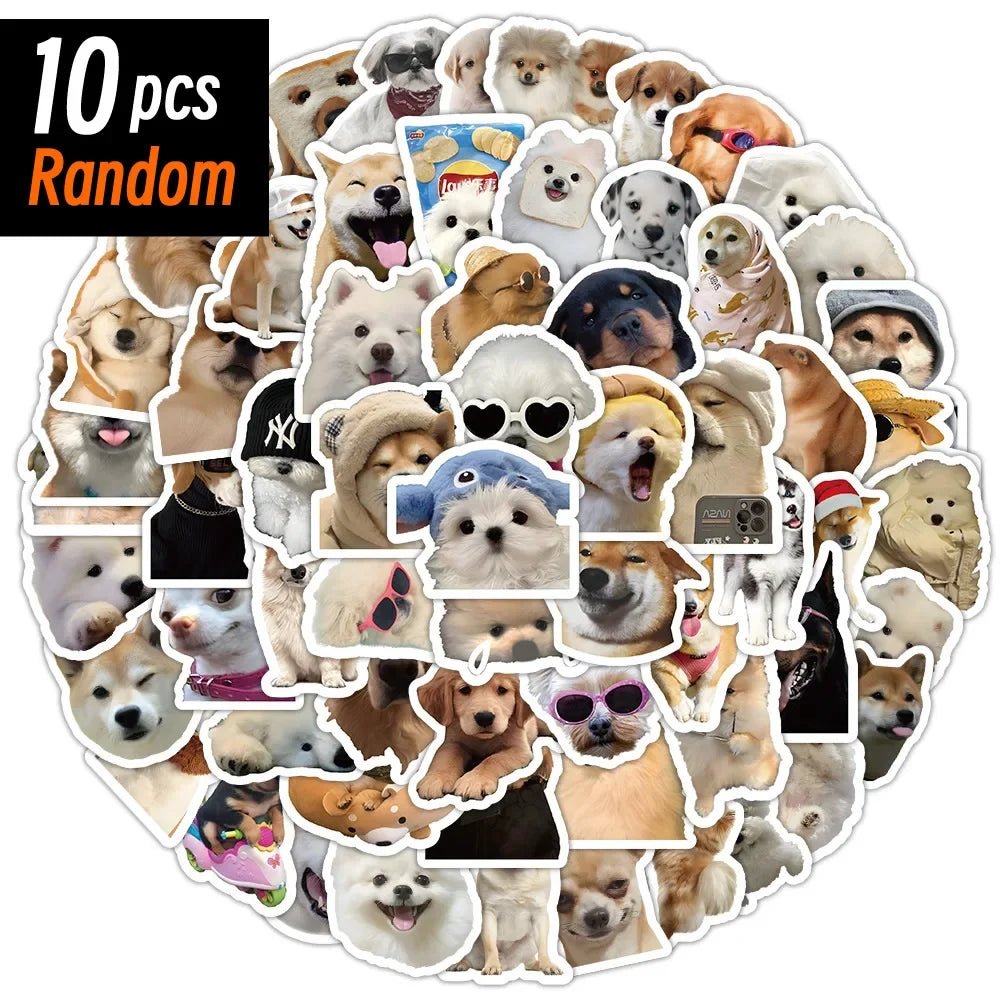 10/50/100pcs Funny Dog Stickers Cartoon Cute Decals Toy Stationery Guitar Phone Bicycle Laptop Luggage Car Graffiti Kids Sticker Quick Pick Grocers