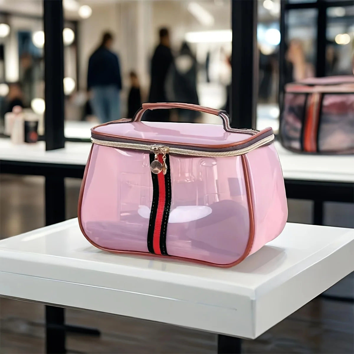 Transparent Large Capacity Women's Makeup Bag Waterproof Gym Toiletry Bag Travel Portable Storage PVC Material Box Shape Gifts Quick Pick Grocers