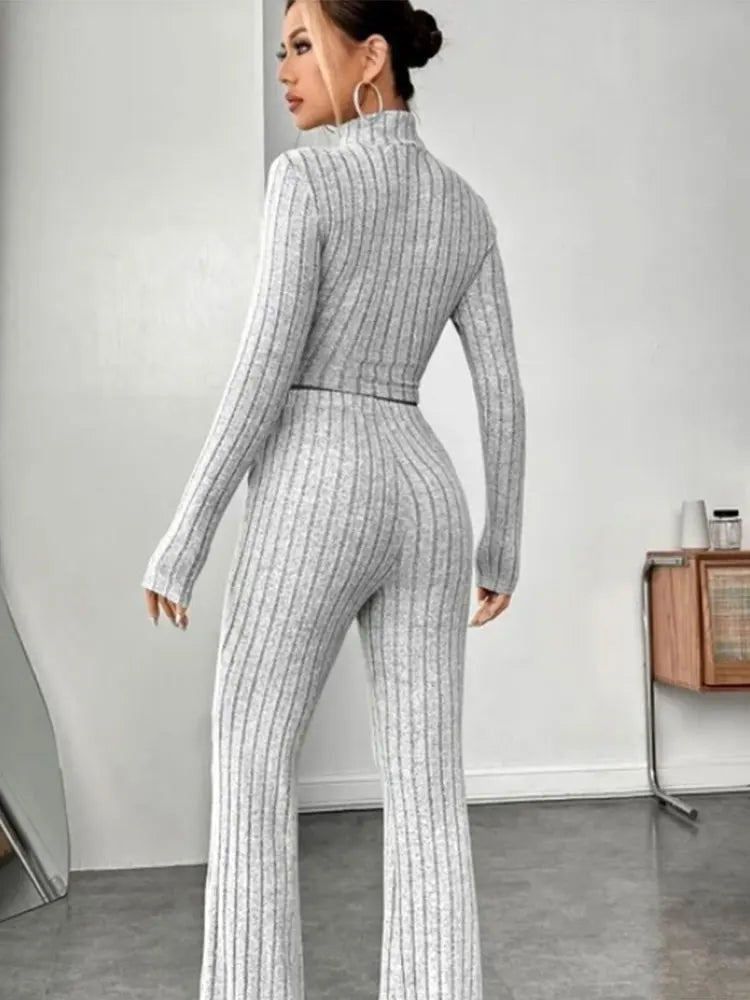 Stand Collar Navel T-shirt and Trumpet pants Quick Pick Grocers