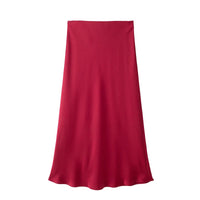 Willshela 2024 Black Satin Skirt Woman High Waist Elegant Long Skirts For Women Fashion Summer Midi Skirt Office Women's Skirts Quick Pick Grocers