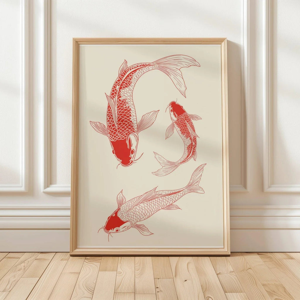Japanese Red Koi Fish Canvas Prints Poster Modern Minimalism Aesthetic Art Prints Bedroom Kitchen Home Decor Art Poster Gifts Quick Pick Grocers