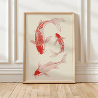 Japanese Red Koi Fish Canvas Prints Poster Modern Minimalism Aesthetic Art Prints Bedroom Kitchen Home Decor Art Poster Gifts Quick Pick Grocers