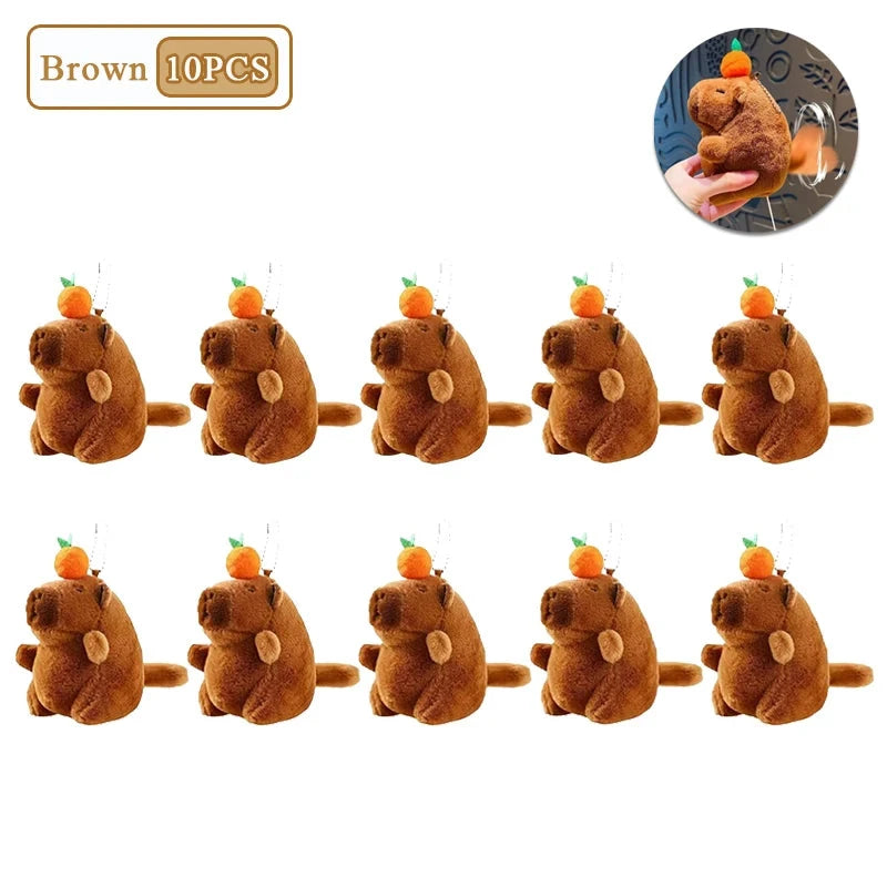1-20PCS Plush Persimmon Wagging Tail Capybara Key Pendant Cute Plush Keychain Plush Doll Toy Schoolbag Pendant Gift Pendant Econic Blanks