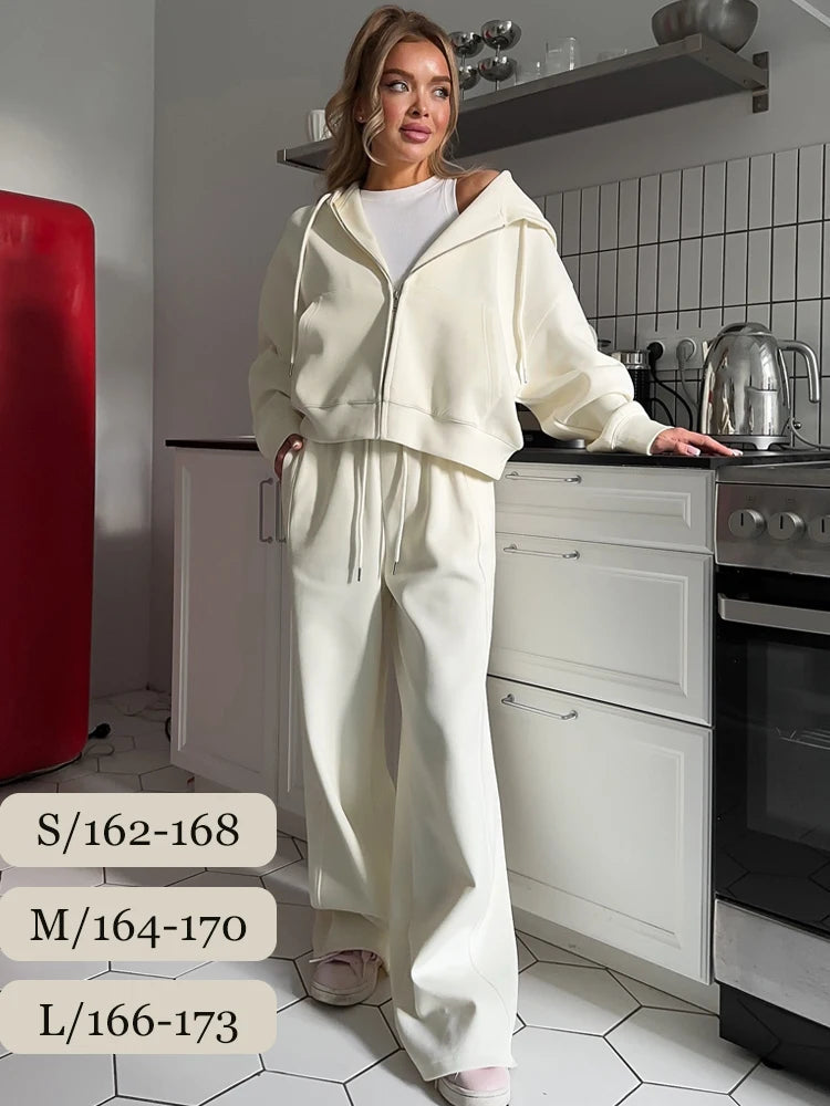 Autumn Women's Tracksuit with Zipper and Trousers Gary Casual Two Piece Set Women Casual Yellow  Pant Sports Suit with A Hood Quick Pick Grocers
