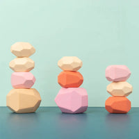 Wooden Sorting Stacking Rocks Stones Sensory Toddler Toys Learning Montessori Toys Building Blocks Game for Kids Birthday Gifts Purest Peak