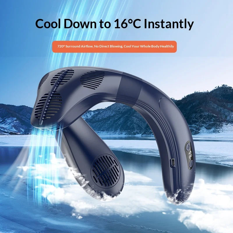 New Neck Air Conditioner Portable Neck Fan Rechargeable Semiconductor Cooling Bladeless Fan Outdoor Personal Fan Wearable Cooler Quick Pick Grocers