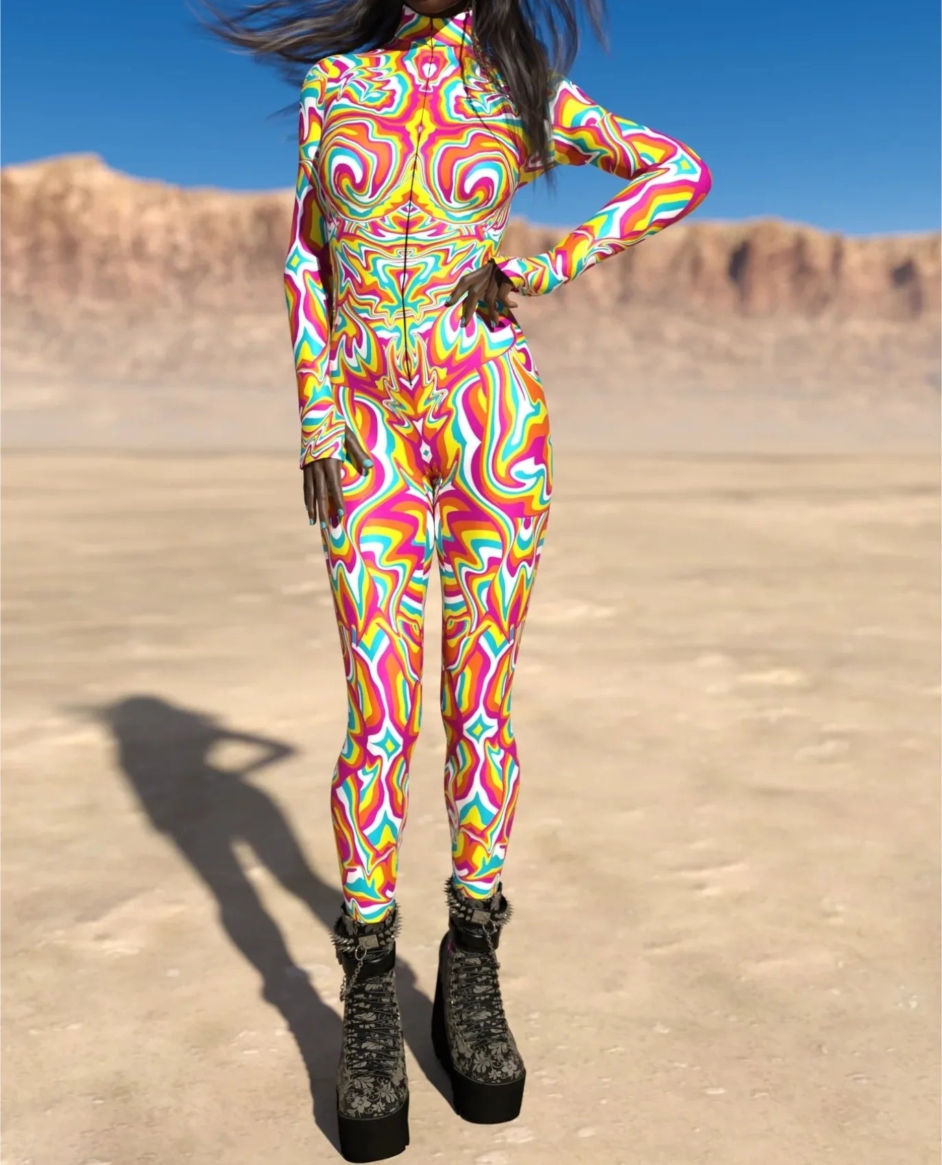 Colorful Rainbow Abstract Geometry 3D Print Women Sexy Skinny Jumpsuit Carnival Holiday Party Cosplay Costumes Fancy Bodysuit Quick Pick Grocers
