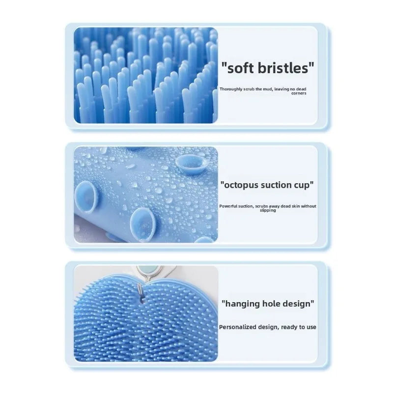 New Bathroom Use Silicone Non-slip Foot Basin Cleaning Pad, with Suction Cup for Exfoliation Shower Head Massage Bath Brush Quick Pick Grocers