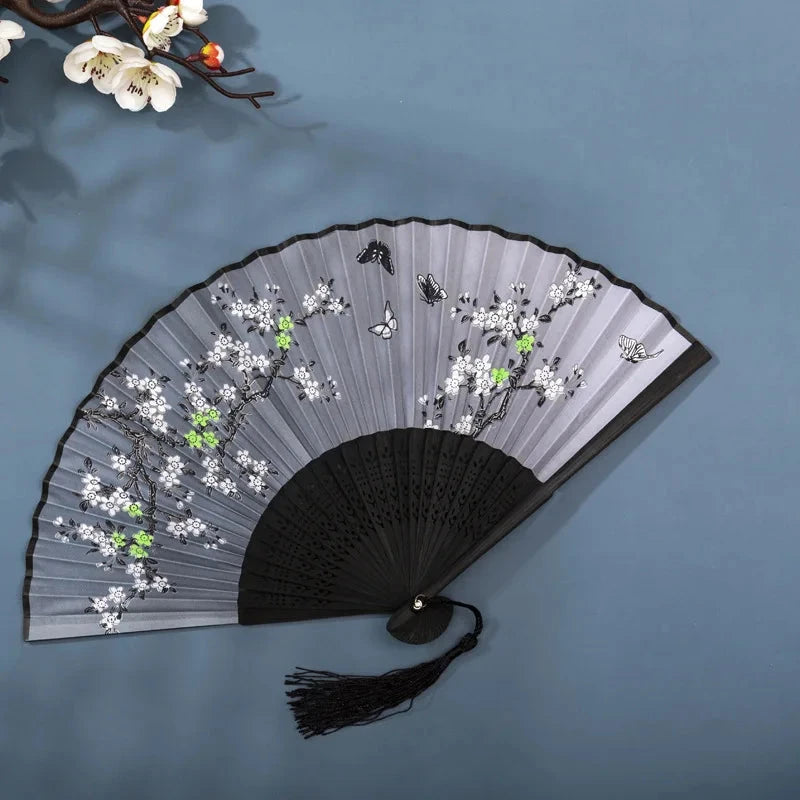Hand Fan Foldable Silk Fan Noodles Bamboo Fan Bones Halloween Cosplay Prop Christmas Wedding Decoration Party Gifts Art Crafts Econic Blanks